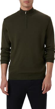 Bugatchi Quarter Zip Merino Wool Pullover