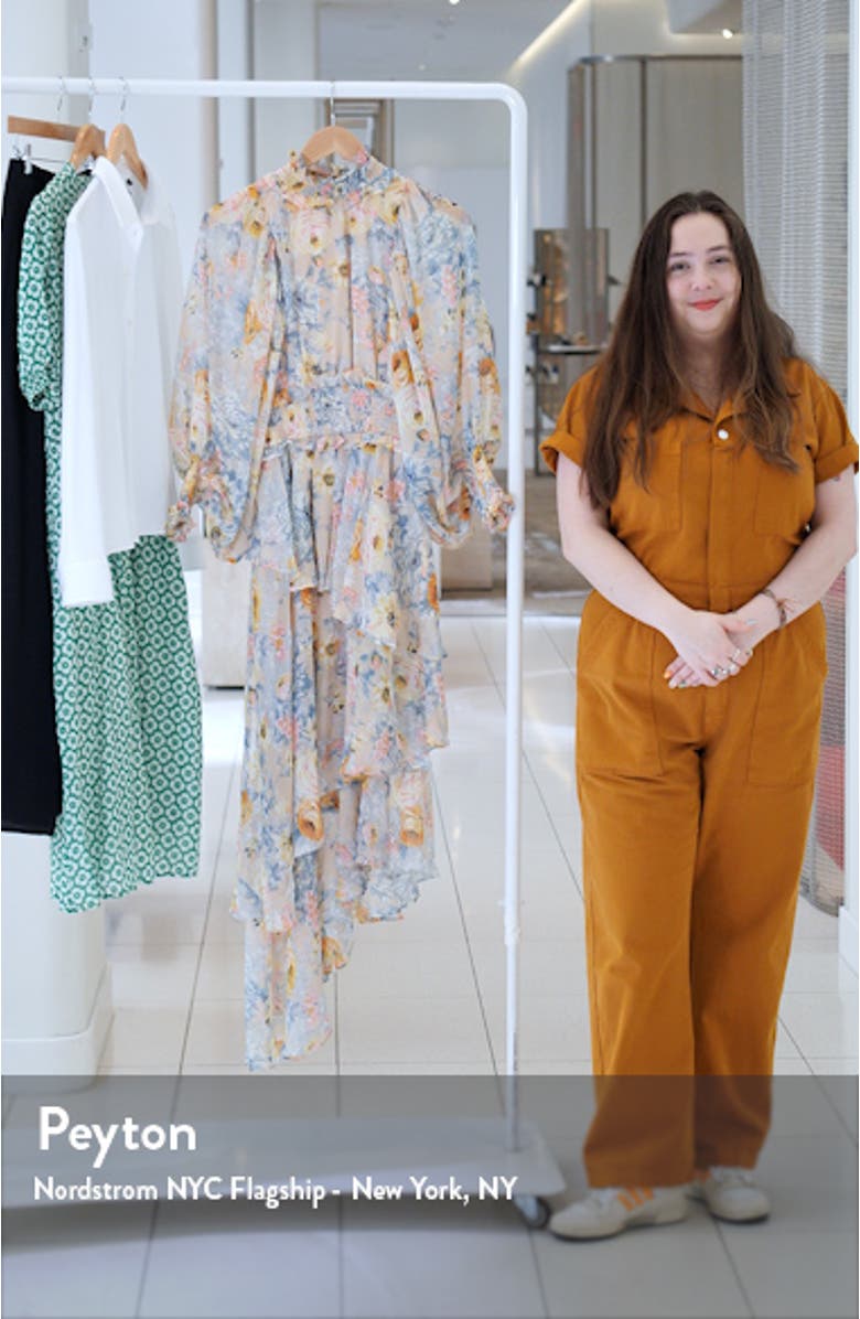 Astrid Floral Print Smocked Long Sleeve Dress, sales video thumbnail