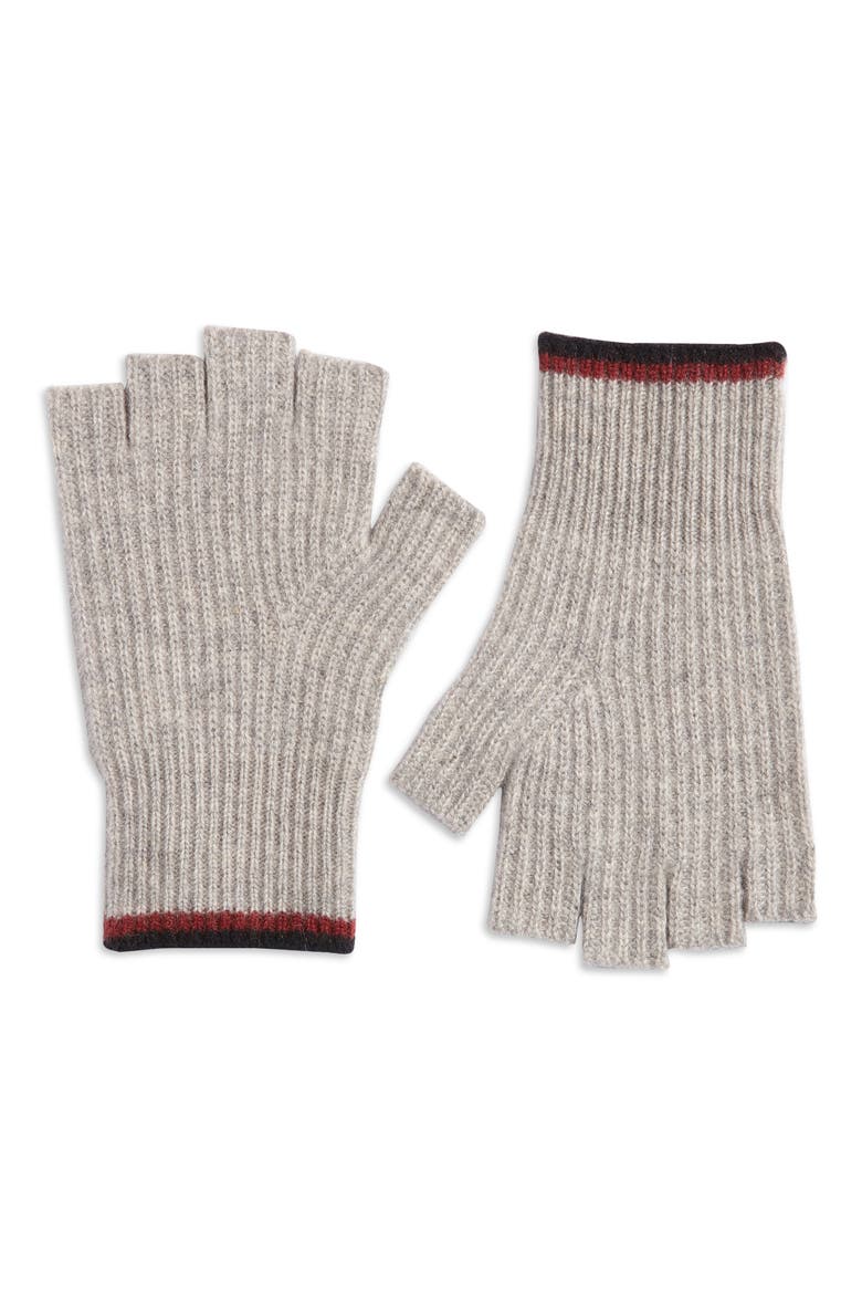 Fingerless Cashmere Gloves, Main, color, GREY COMBO