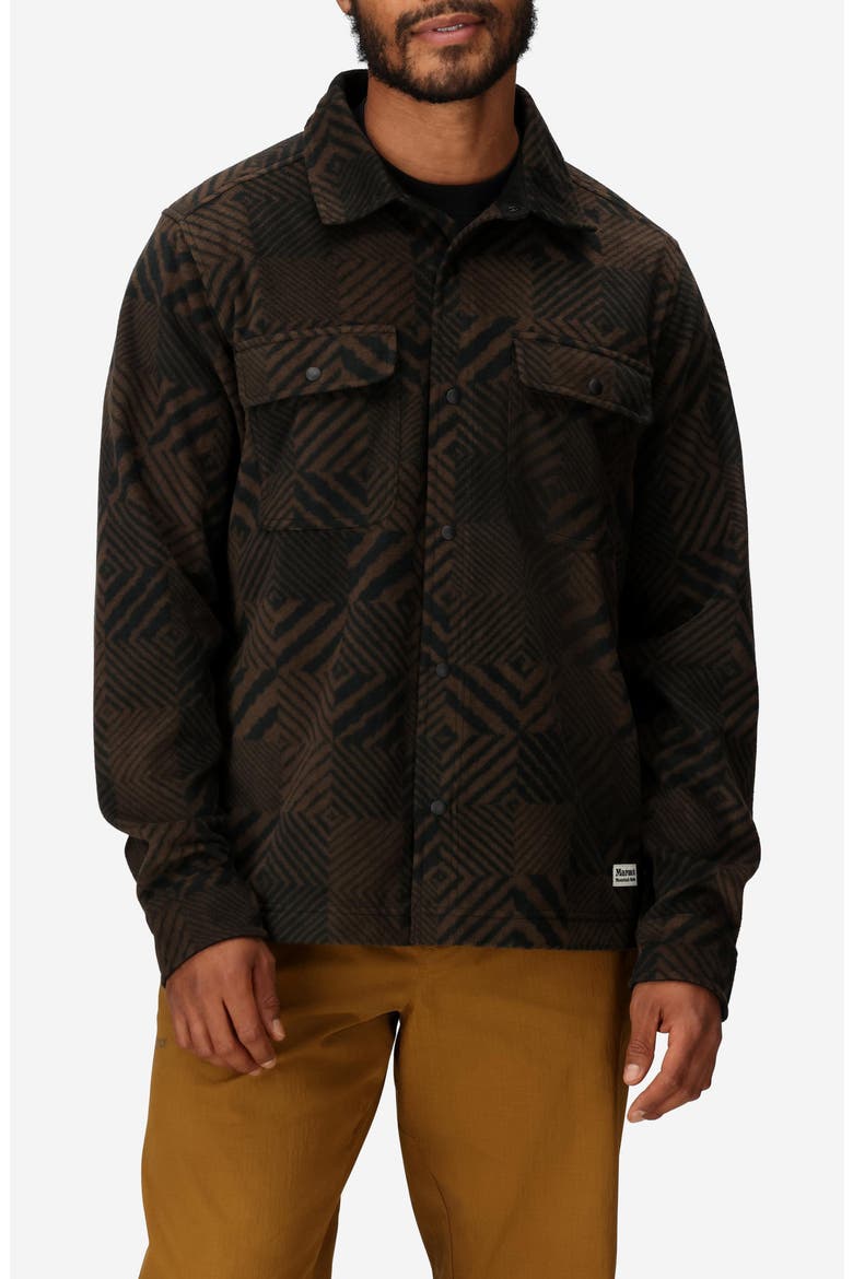 Felton Long Sleeve Fleece Snap-Up Shirt, Main, color, BLACK PATCHWORK