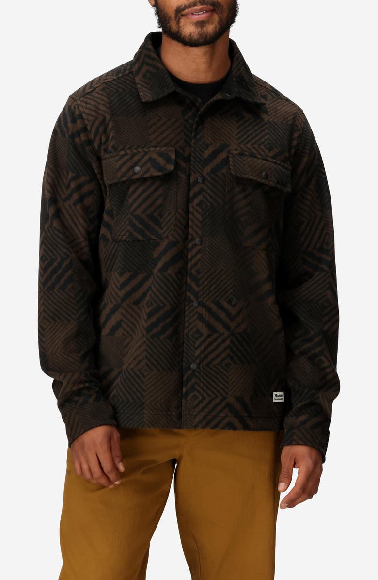 Marmot Felton Long Sleeve Fleece Snap-Up Shirt, Main, color, Black Patchwork