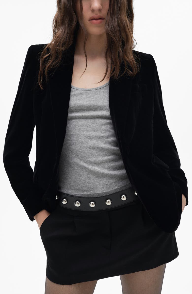 MANGO Structured Velvet Blazer, Main, color,