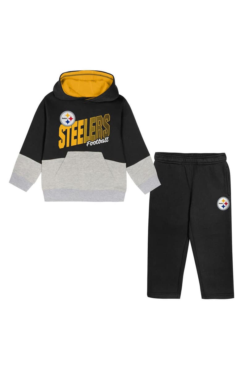 Outerstuff Toddler Outerstuff Black Pittsburgh Steelers Lineman Fleece Hoodie & Pants Set, Main, color, Black