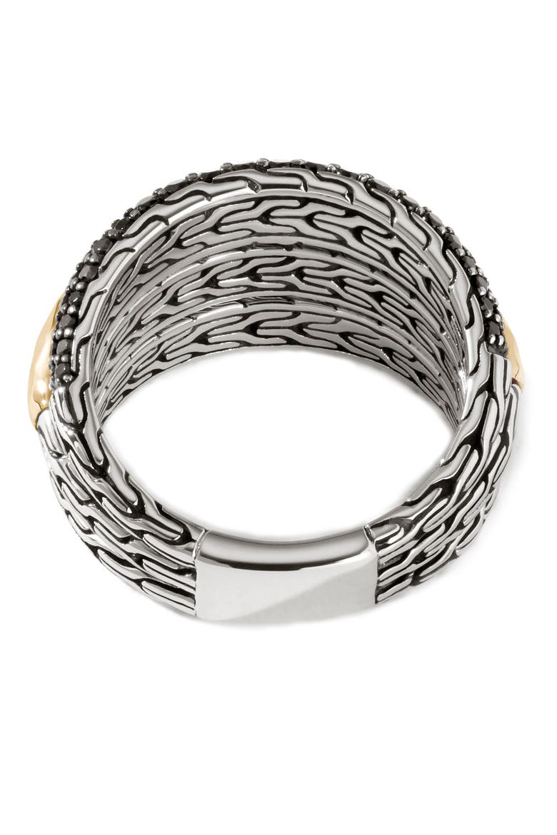 Classic Chain Hammered 3-Row Ring, Alternate, color, BLACK