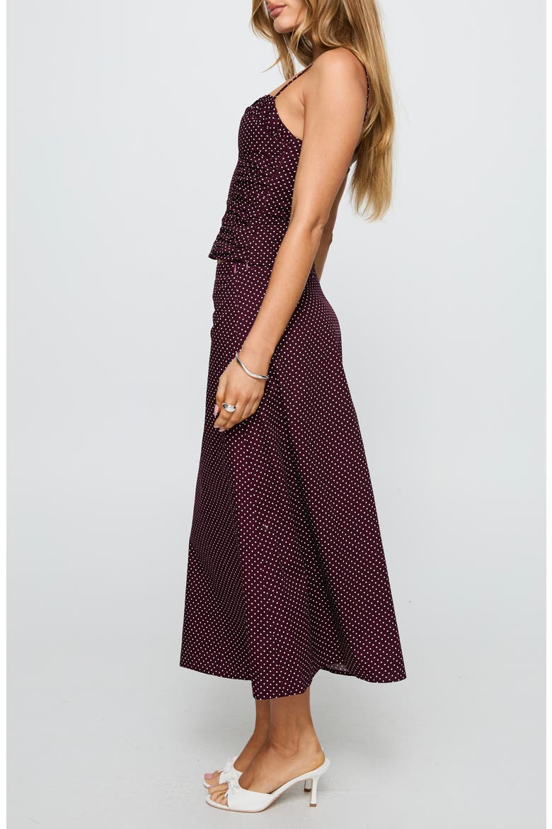 Shining Mirrors Polka Dot Cotton Camisole & Skirt Set, Alternate, color, BURGUNDY