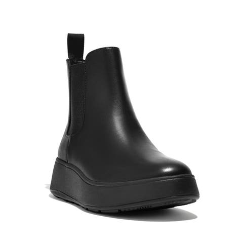 F-Mode leather flatform chelsea boots