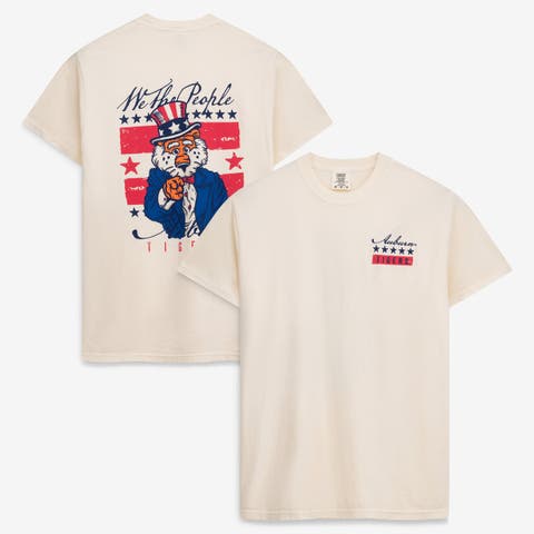 Men's  Cream Auburn Tigers Uncle Sam Mascot T-Shirt