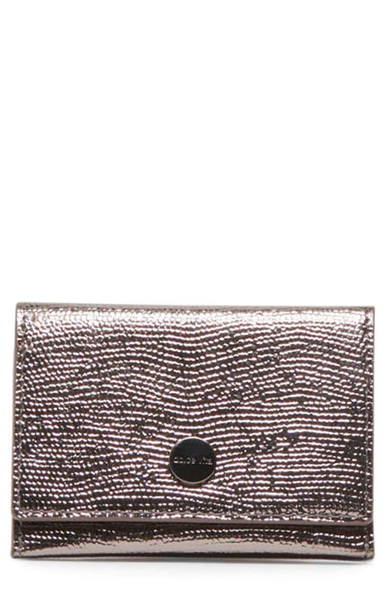 Dolce Vita Croc Embossed Card Case, Main, color, Pewter