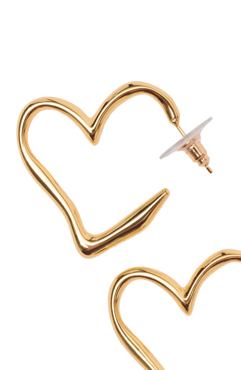 maje Gold-plated heart hoop earrings, Alternate, color, Light Gold