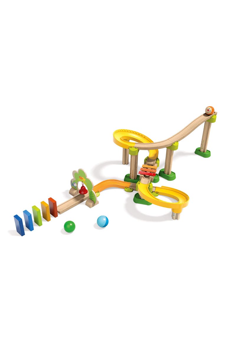 HABA Marble Run Building Set - Kullerbu Sim-Sala-Kling with Musical Effects and Domino Blocks, Ball Run Track Toy for Toddlers 2 and Up, Main, color, Multi