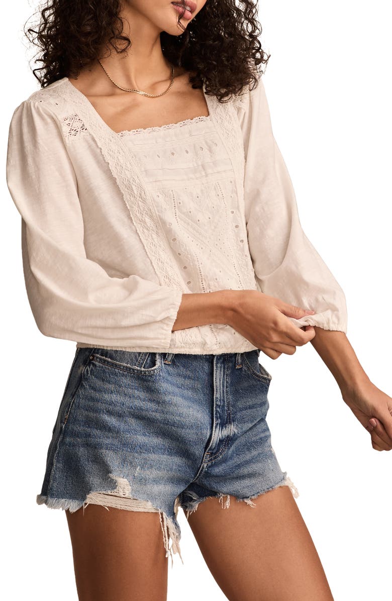 Lucky Brand Eyelet Crop Top, Alternate, color, 