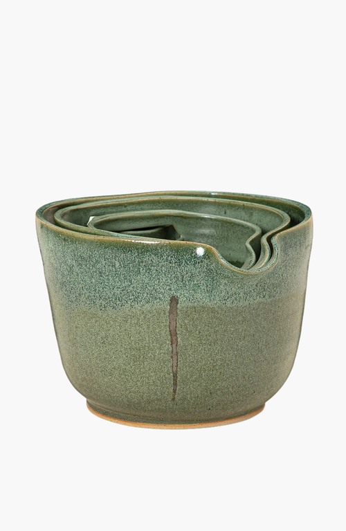 Uncommon Goods Nesting Stoneware Mixing Bowls Set In Green