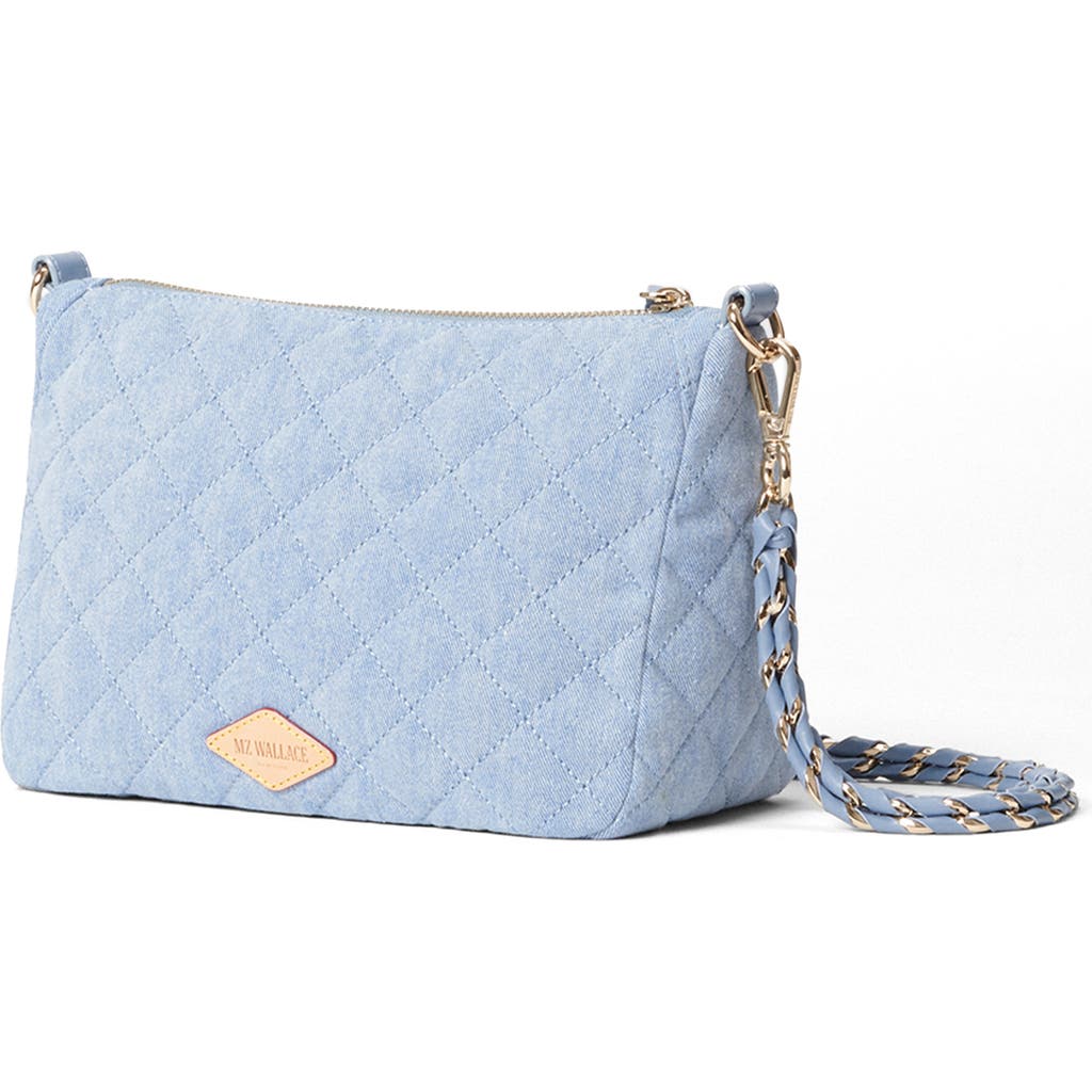 Mz Wallace Crosby Quilted Denim Crossbody Bag In True Light Denim