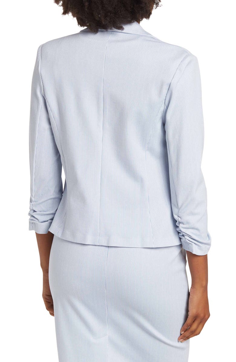 Amanda & Chelsea 3/4 Scrunch Sleeve Mini Stripe Jacket, Alternate, color, Blue/ White