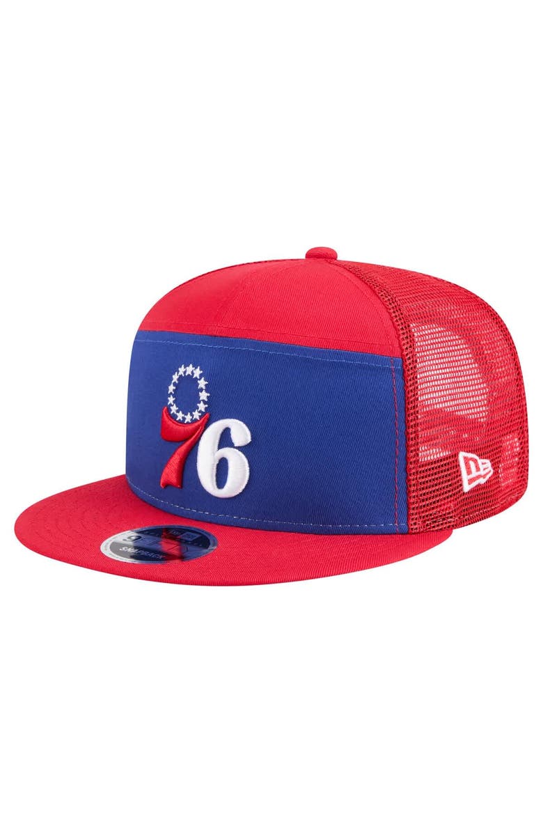 New Era Men's New Era  Royal/Red Philadelphia 76ers Outdoor Split Panel 9FIFTY Snapback Hat, Main, color, Royal