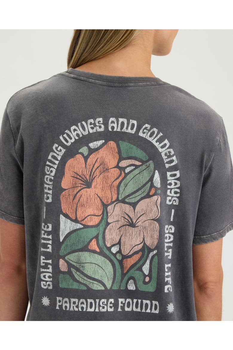 Floral Stainglass Short Sleeve Tee, Alternate, color, EBONY