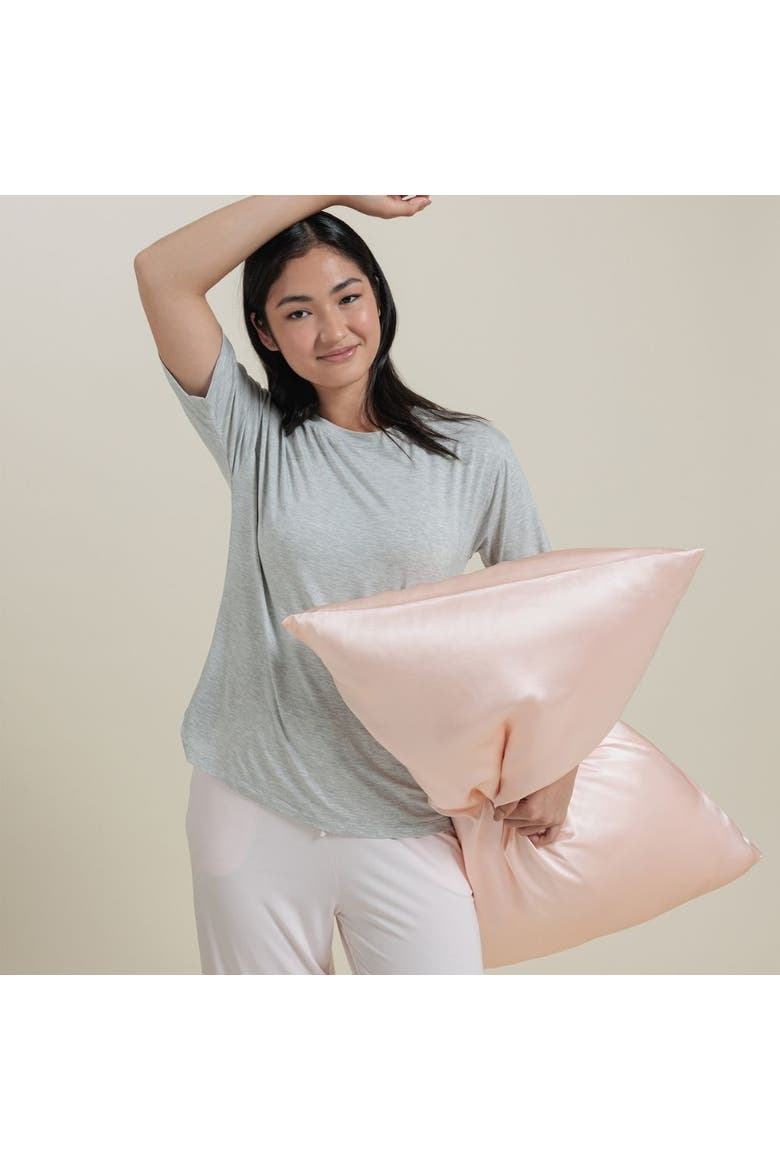 Mulberry Silk Pillowcase, Alternate, color, Rosewater