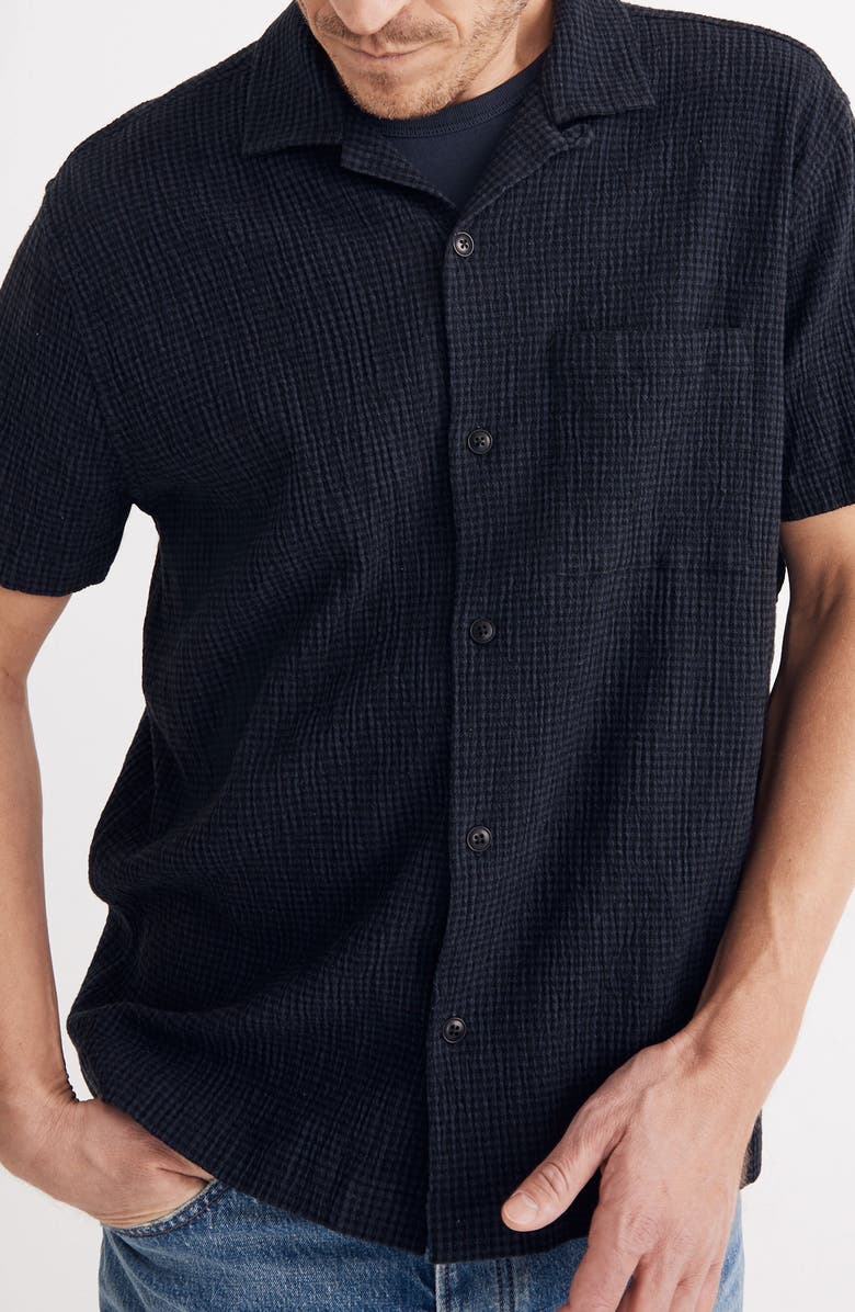 Madewell Textural Check Easy Camp Shirt, Alternate, color,