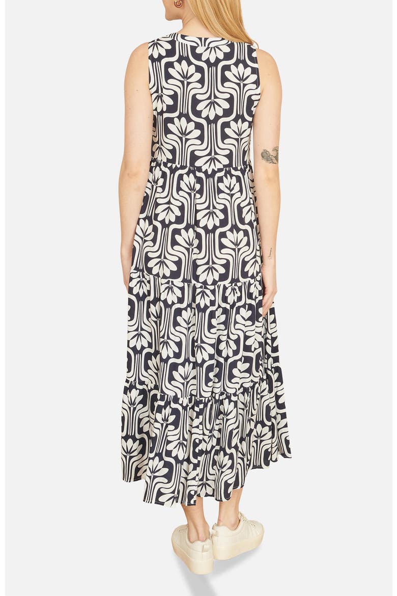Retro Print Relaxed Midi Dress, Alternate, color, Navy