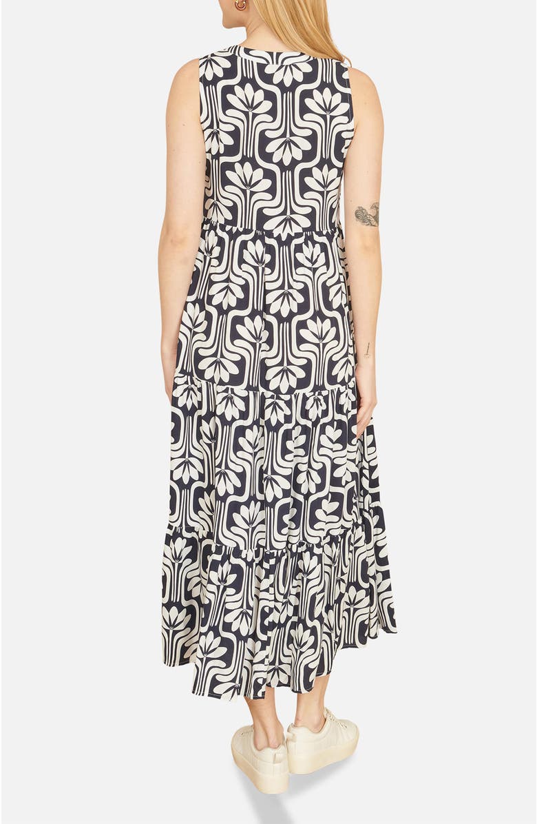 Yumi Retro Print Relaxed Midi Dress, Alternate, color, Navy