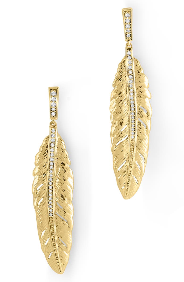 Anabel Aram Jewelry Feather Drop Earrings, Alternate, color, Gold
