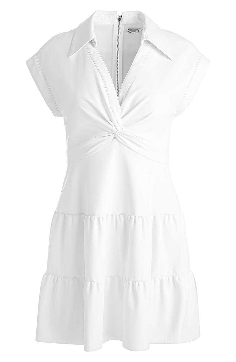 Alice + Olivia Mila Center Twist Cotton Blend Minidress, Alternate, color, White