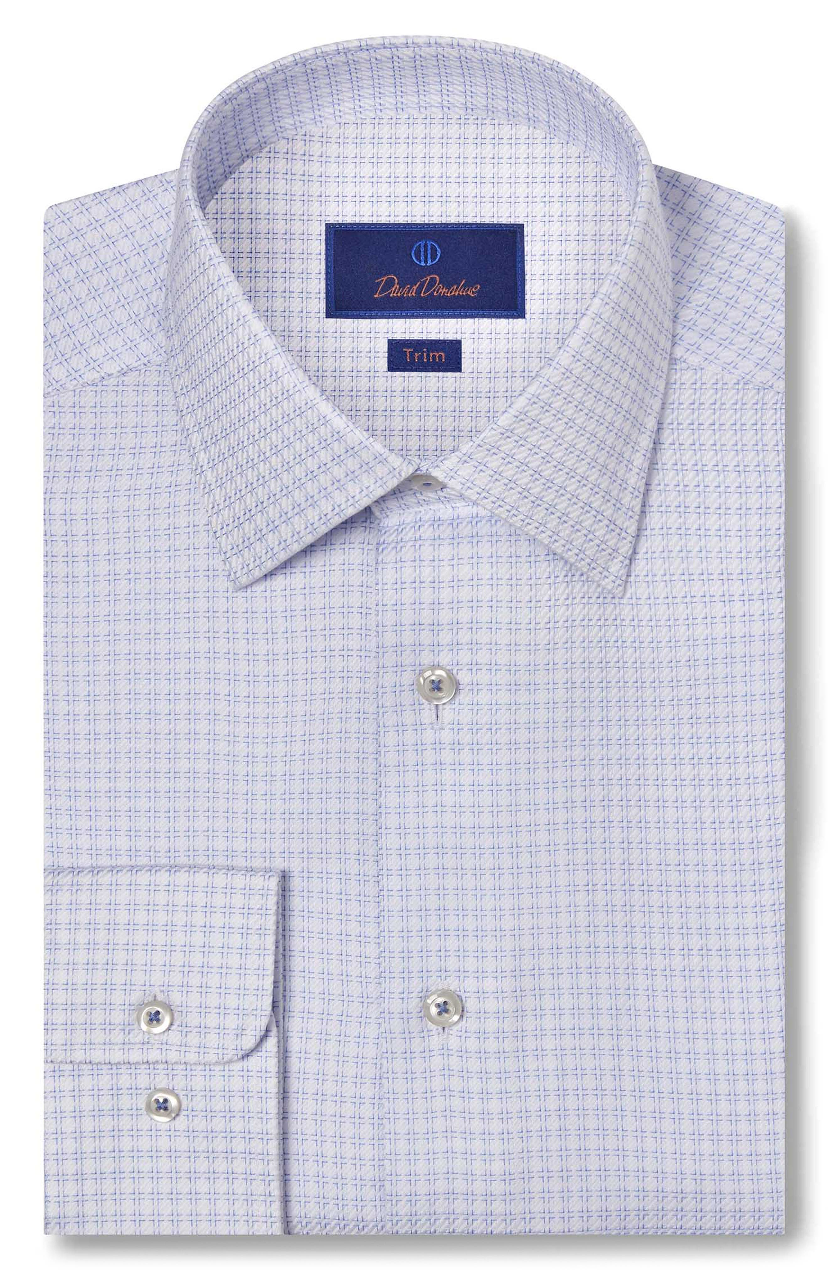David Donahue Trim Fit Box Dobby Dress Shirt