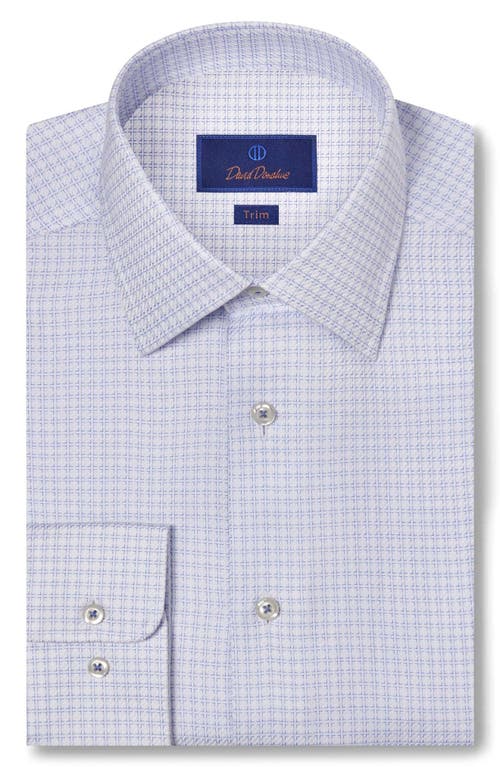 David Donahue Trim Fit Box Dobby Dress Shirt in White/Blue 