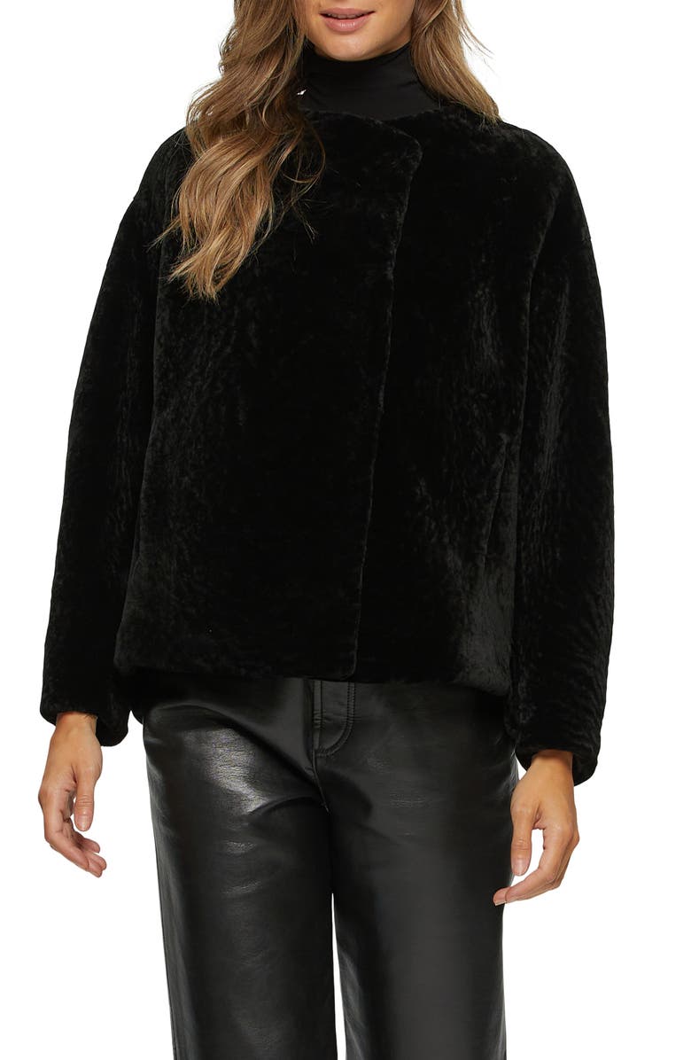 GORSKI Textured Genuine Shearling Jacket, Main, color, Black