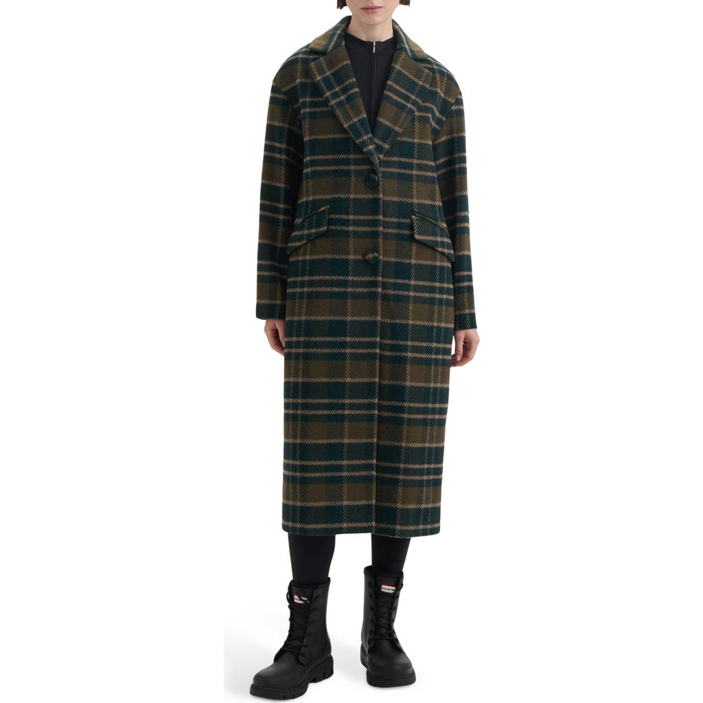 Hunter Carra Plaid Wool Blend Coat In Green