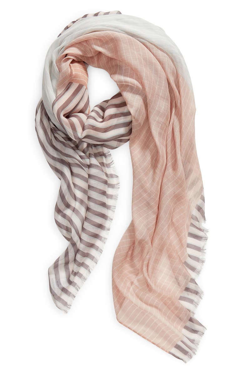 Nordstrom Print Modal & Silk Scarf, Alternate, color, Pink Striped Collage