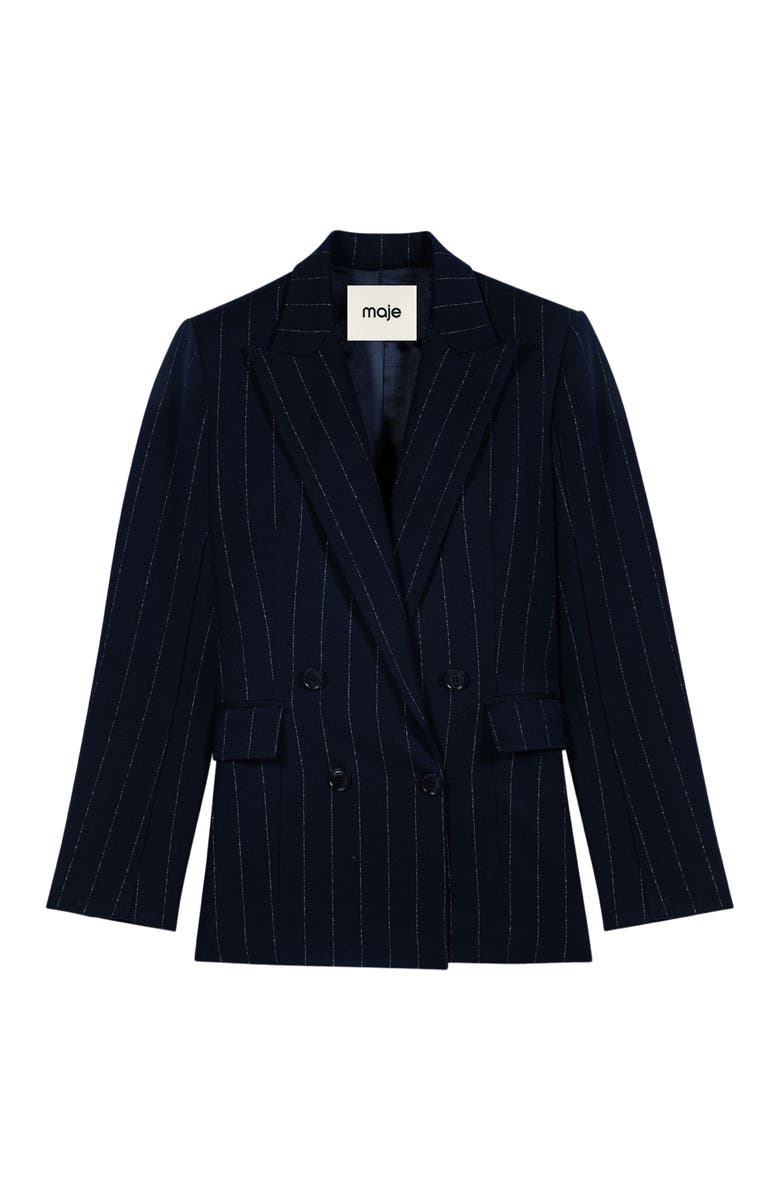 maje Double-breasted suit jacket, Alternate, color, Navy