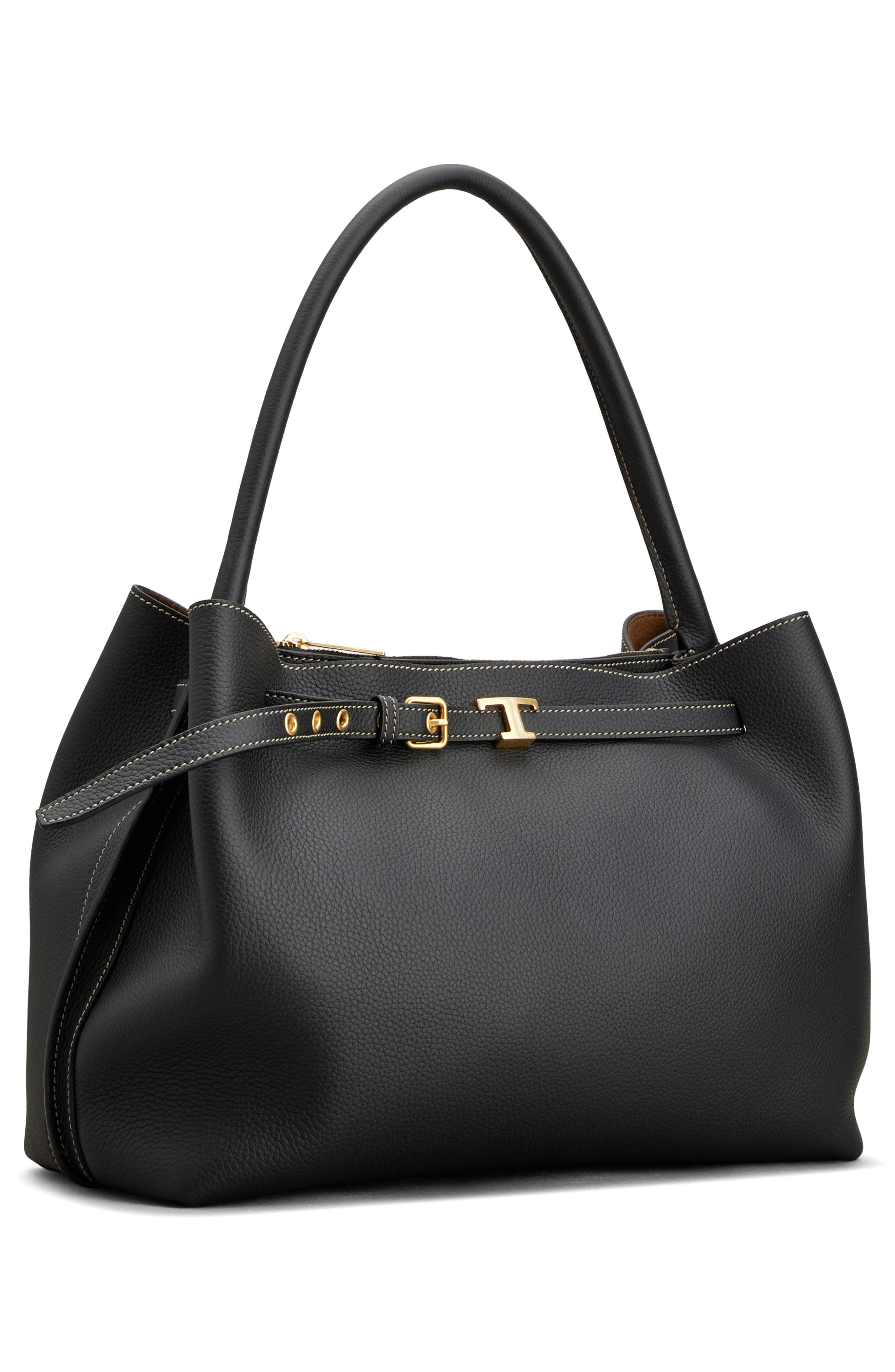Tod's T Timeless Leather Top Handle Bag, Alternate, color, Nero