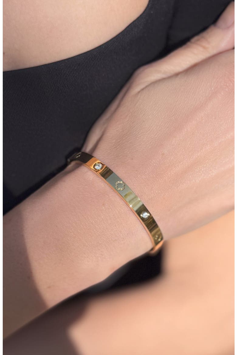 Set of 2 Nail & Clover Cuff Bracelets, Alternate, color, GOLD