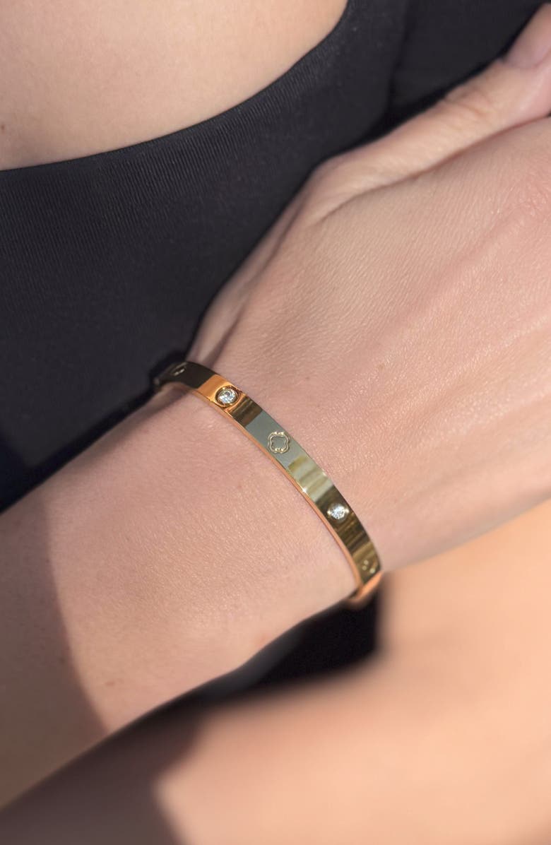 Adornia Set of 2 Nail & Clover Cuff Bracelets, Alternate, color, Gold