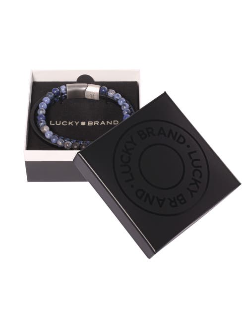 Lucky Brand Stainless Steel (316l) Blue 3-row Bracelet In Black