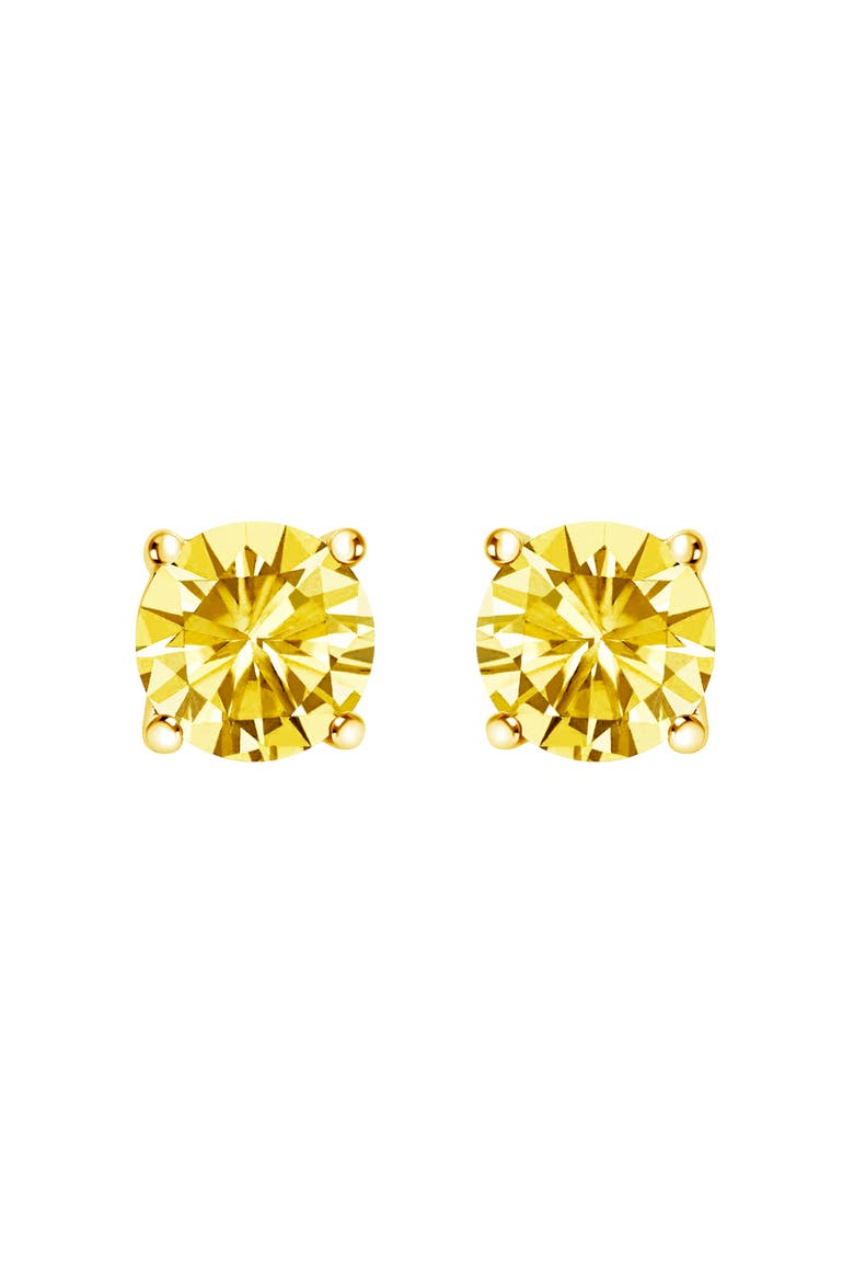14K Gold 1.0 Cttw Lab Grown Yellow Diamond Solitaire Stud Earrings, Main, color, Yellow
