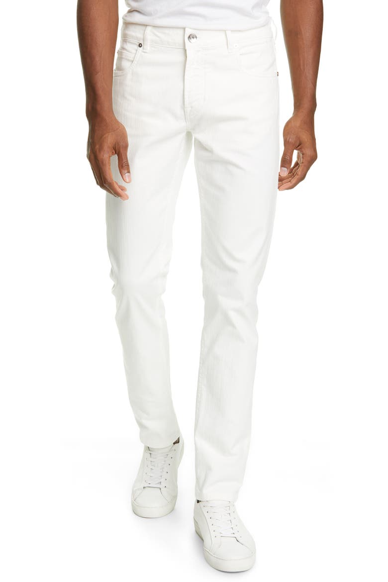 Slim Fit Stretch Cotton Five Pocket Pants, Main, color, WHITE