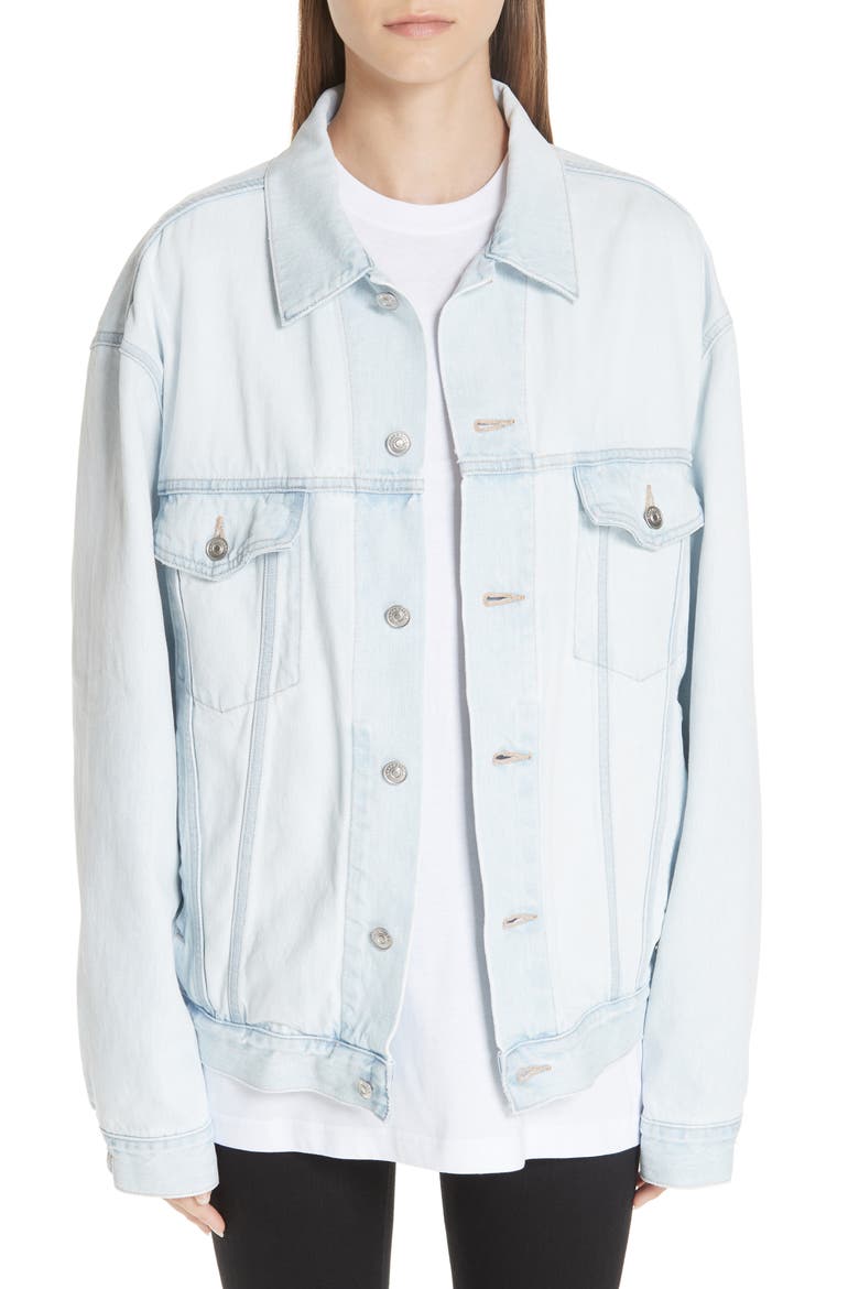 Embossed Back Logo Denim Jacket, Main, color, ICE WASH
