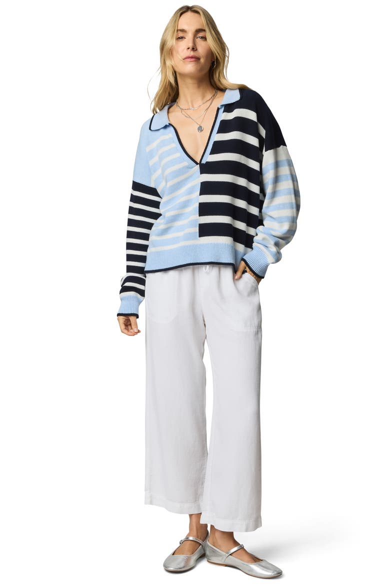 Arden Stripe Polo Sweater, Alternate, color, NAVY BLUE/ SEA BREEZE/ WHITE