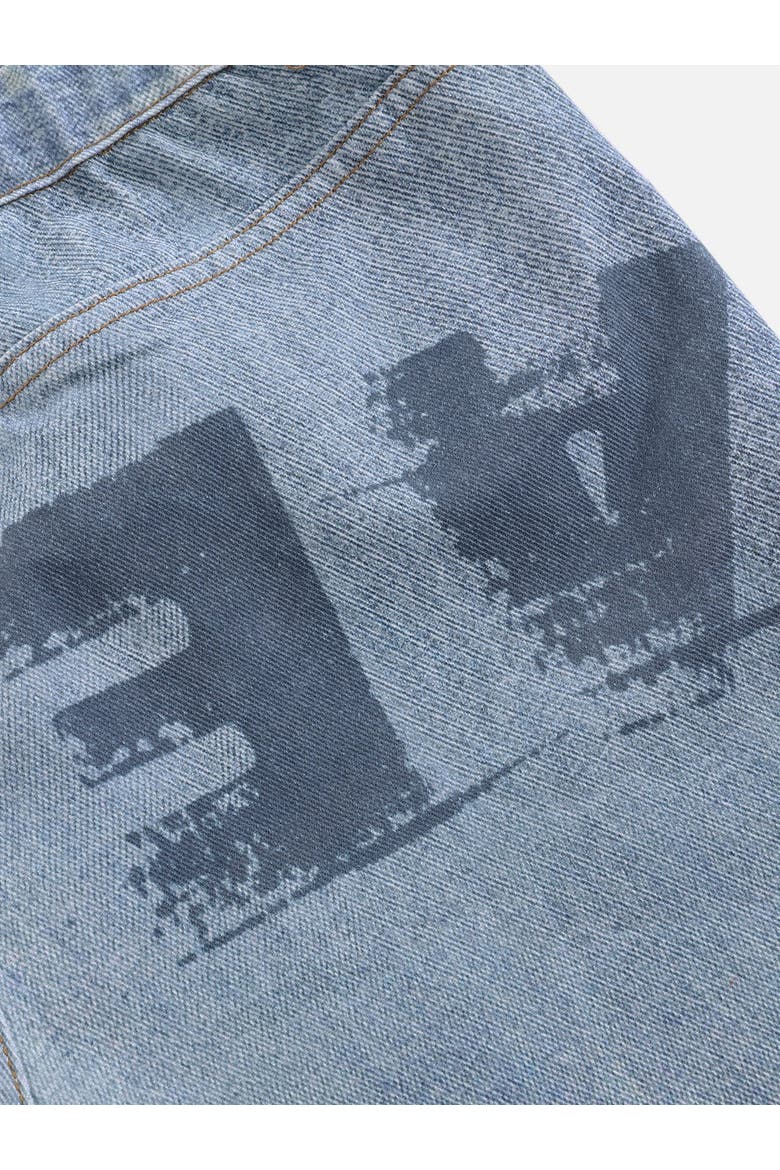 Inverted Graphic Baggy Barrel Jeans, Alternate, color, Blue