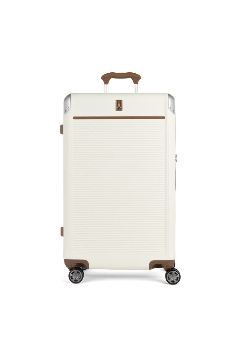 Platinum Elite Hardside Expandable 28" Large Checked Spinner Luggage, Main, color, Cream White