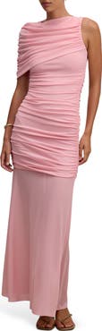 Ever New Elouise Asymmetric Sleeve Mesh Maxi Dress