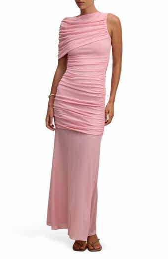 Elouise Asymmetric Sleeve Mesh Maxi Dress