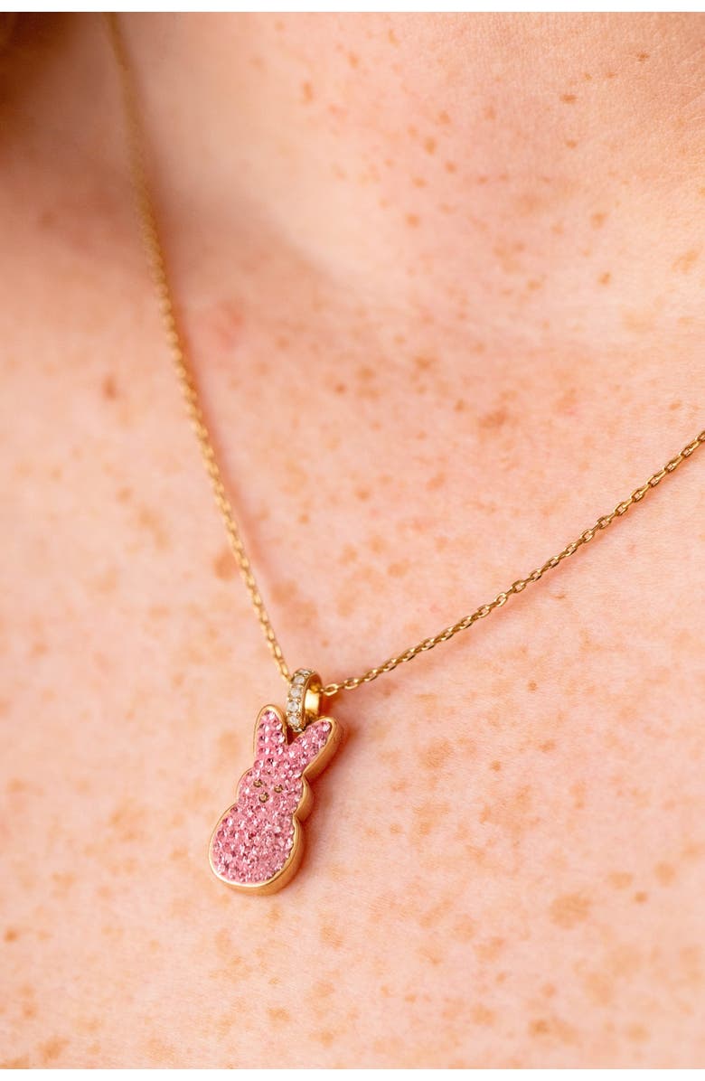 Alex and Ani Peeps<sup>®</sup> Pave Pink Bunny Pendant Necklace, Alternate, color, Pink