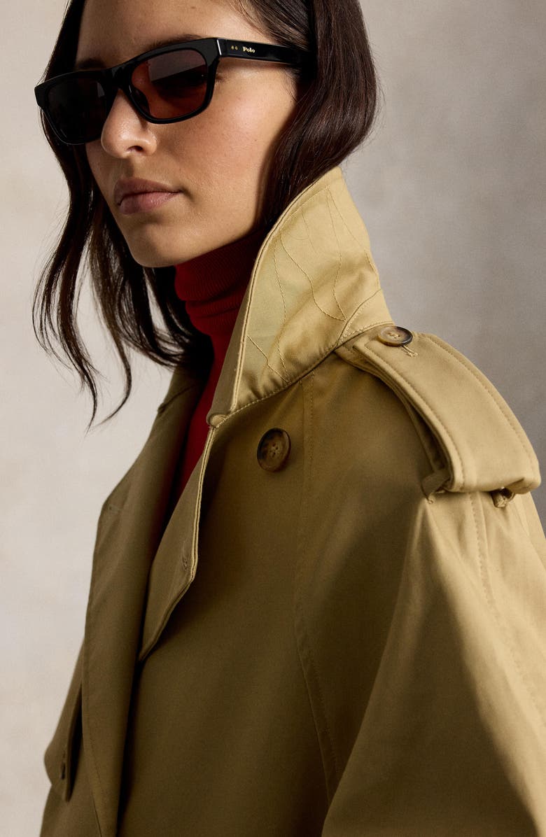 Polo Ralph Lauren Balloon Cotton Twill Trench Coat, Alternate, color, Khaki