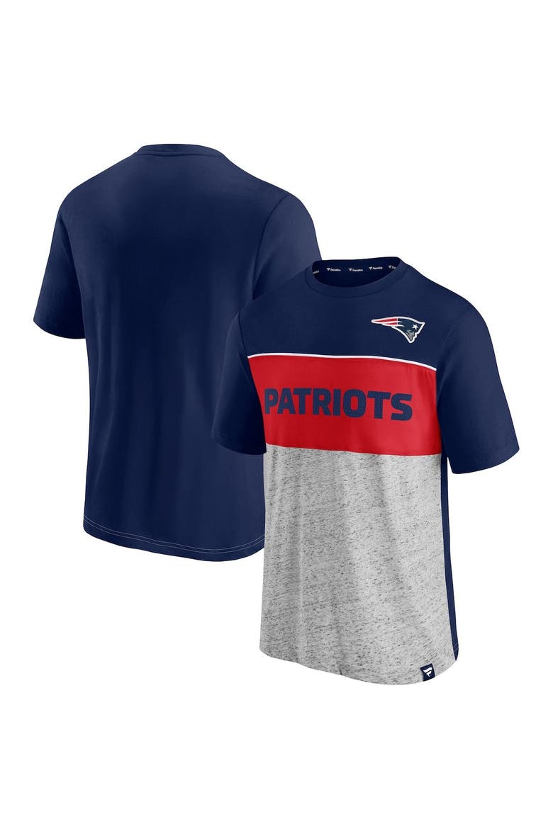 Men's Fanatics Branded Navy/Heathered Gray New England Patriots Colorblock T-Shirt, Main, color, NAVY