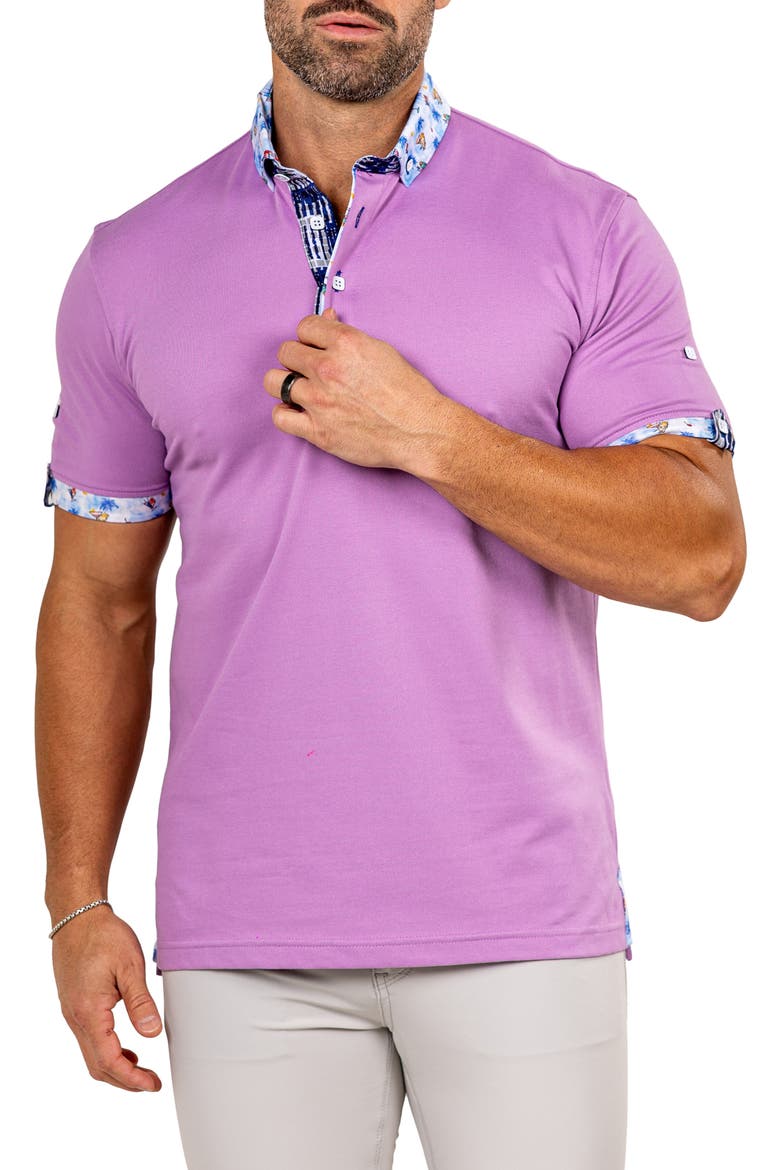 Newton Marthyr0031 Purple Button-Down Piqué Polo, Alternate, color, PURPLE