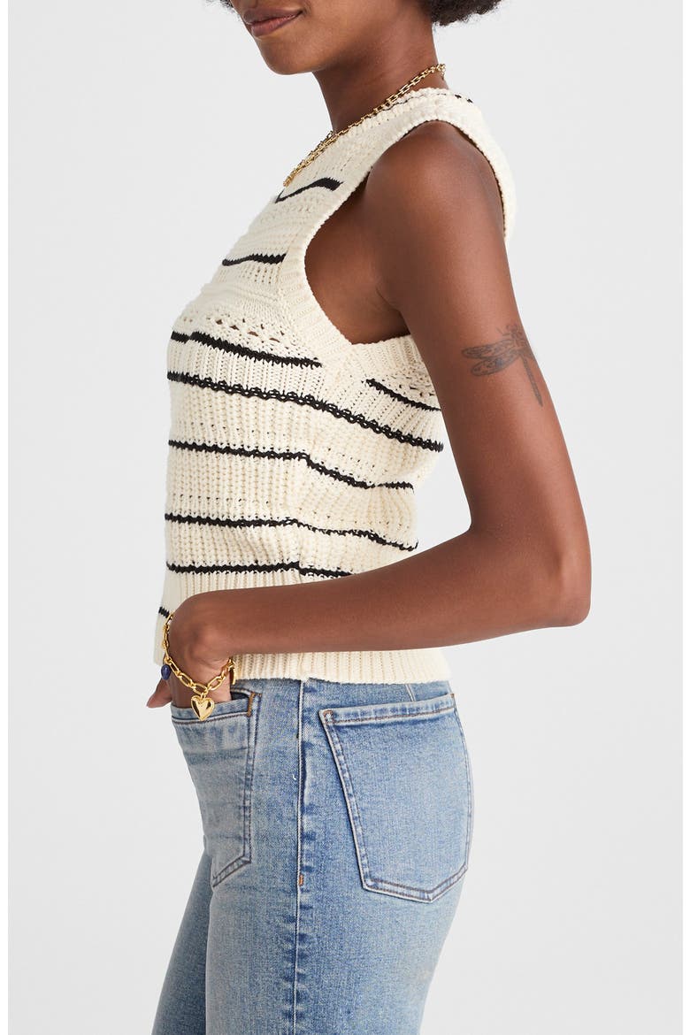 Stripe Cotton Sweater Vest, Alternate, color, JET BLACK MINI STRIPE