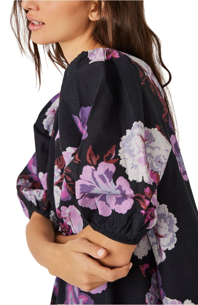 Free People Maye Floral Puff Sleeve Cotton Poplin Tunic Top, Alternate, color,